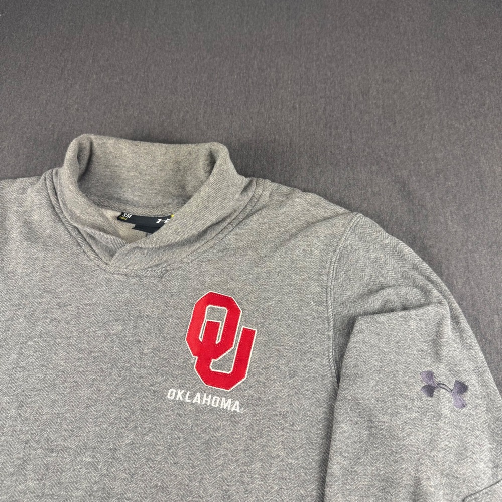 Under Armour Oklahoma Sooners Gray Herringbone Shawl Sweatshirt Womens Small